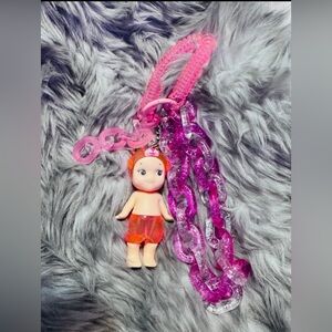 🎂sold🎂 Sonny Angel candy peach bear keychain wristlet bag charm keychain